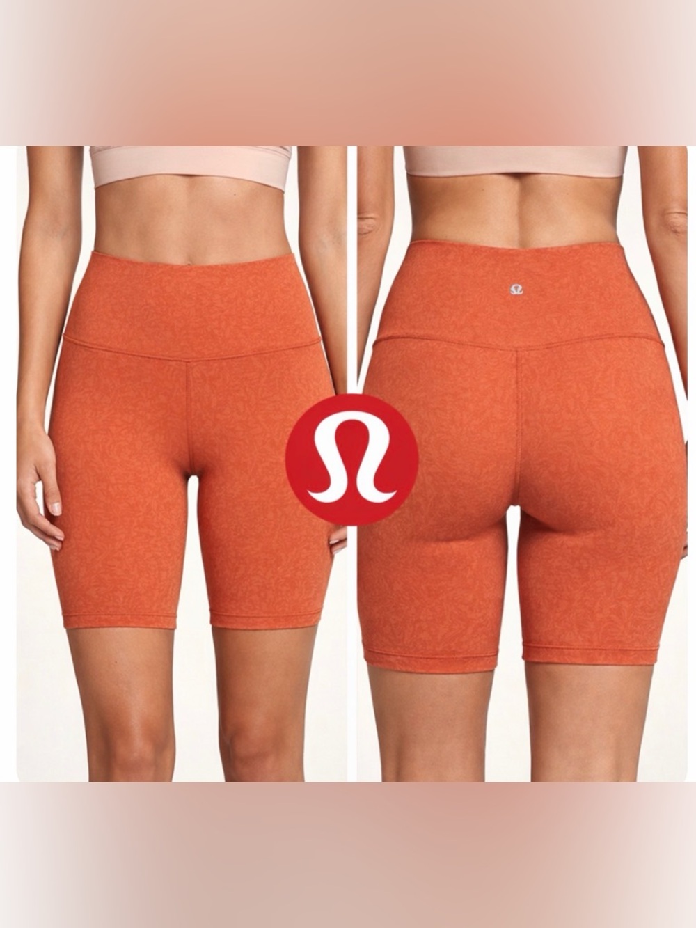 Lululemon Wunder Train 8” High Rise Shorts Size 4 Coral Orange Athleisure Gym